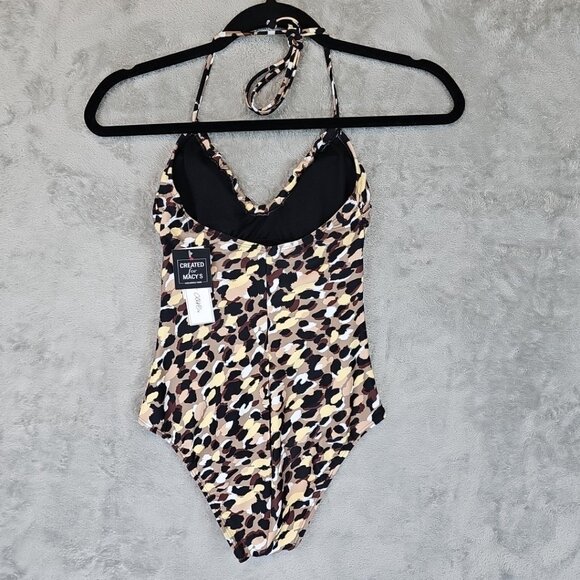 Salt & Cove Halter One Piece Swimsuit Womens Size XS Neutral Multicolor V-Neck - Picture 4 of 6